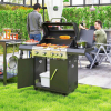 Grill gazowy 12 KW na wózku z 5 palnikami i palnikiem bocznym - na kółkach