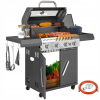 Grill gazowy 12 KW na wózku z 5 palnikami i palnikiem bocznym - na kółkach