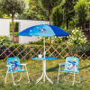 Zestaw ogrodowy Outsunny dla dzieci: Stół, Krzesła, Parasol - Motyw Morski