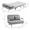Kanapa Sofa Homcom 80 x 111 cm tkanina - jasno szara
