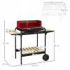 Grill węglowy BBQ Smoker z kołami, regulowany ruszt - CZERWONO-CZARNY
