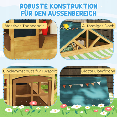 Drewniany domek do zabawy w ogrodzie - dla dzieci 3-8 lat