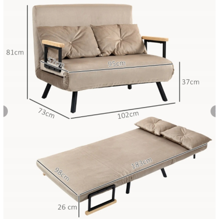Sofa rozkładana Homcom - jasno brązowa