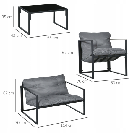 Zestaw mebli ogrodowych metal Outsunny 4 elementowy - SZARY
