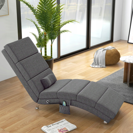 Fotel relaksacyjny z masażem uszak Homcom - szary