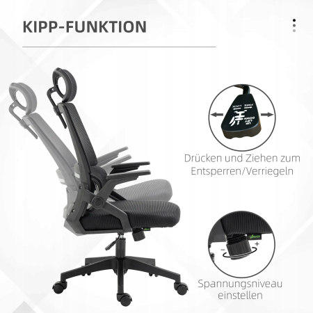 Vinsetto Ergonomiczne Krzesło Biurowe - Czarne