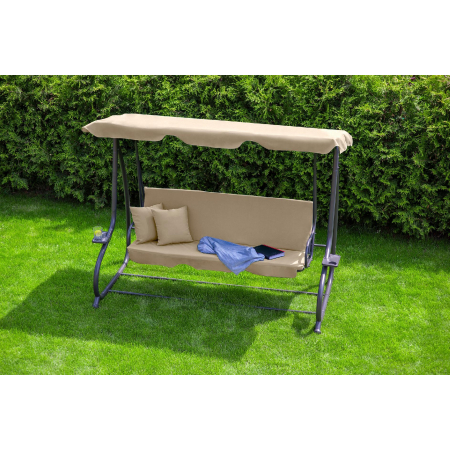 Huśtawka ogrodowa wolnostojąca, rozkładana Funfit Garden 170x50cm - BEŻOWA