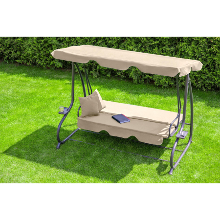 Huśtawka ogrodowa wolnostojąca, rozkładana Funfit Garden 170x50cm - BEŻOWA