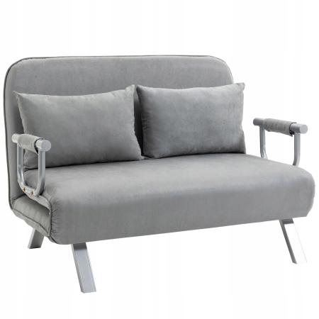 Kanapa Sofa Homcom 80 x 111 cm tkanina - jasno szara