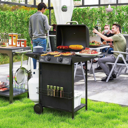 Grill Gazowy 7 KW na wózku - 3 palniki i boczne gotowanie