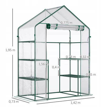 Szklarnia foliowa na rozsady 142x73x195 cm - z drzwiami