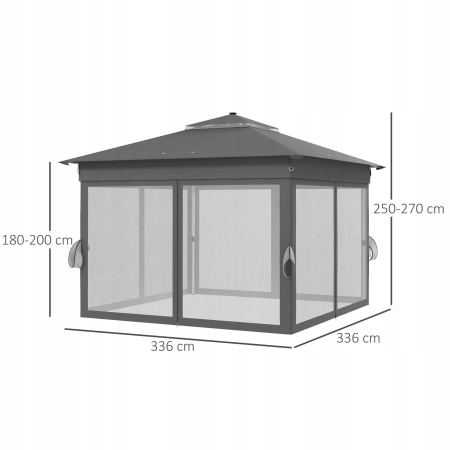 Pawilon Outsunny 3,30 x 3,30 x 2,70 m z podświetleniem LED i pilotem