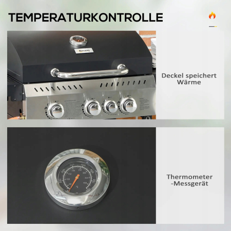 Grill Gazowy BBQ-Grill - Palniki 4 główne + 1 boczny