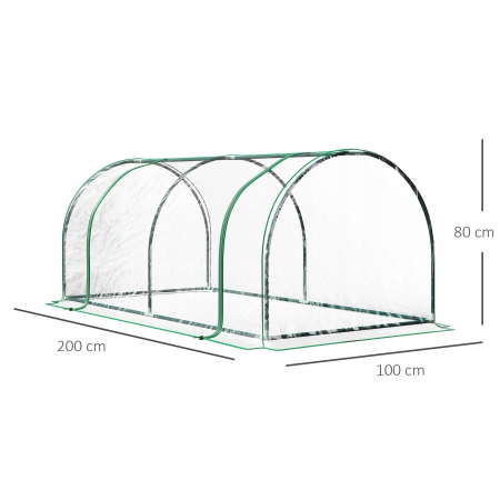 Szklarnia foliowa bezbarwna Outsunny z drzwiami - 200x100x80 cm