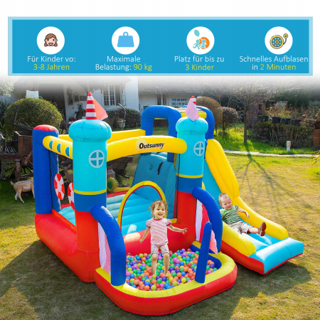 Nadmuchiwany plac zabaw z wentylatorem - wodny park dla dzieci 3-8 lat