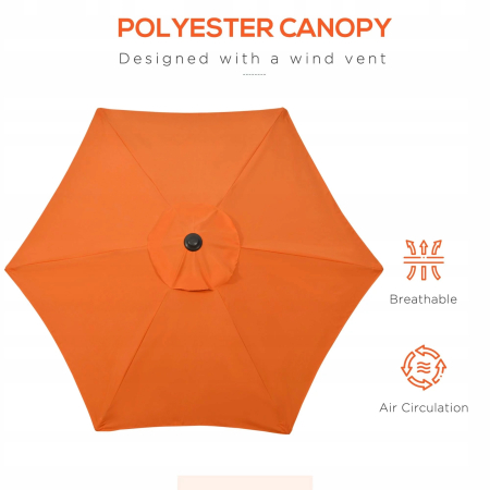 Parasol balkonowy sześciokątny na plażę i do ogrodu - Pomarańczowy