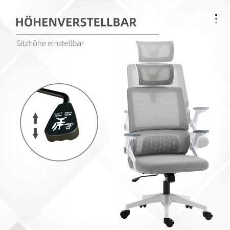 Vinsetto Ergonomiczne Krzesło Biurowe - Szare