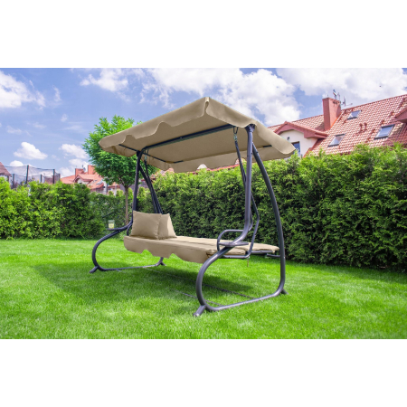 Huśtawka ogrodowa wolnostojąca, rozkładana Funfit Garden 170x50cm - BEŻOWA