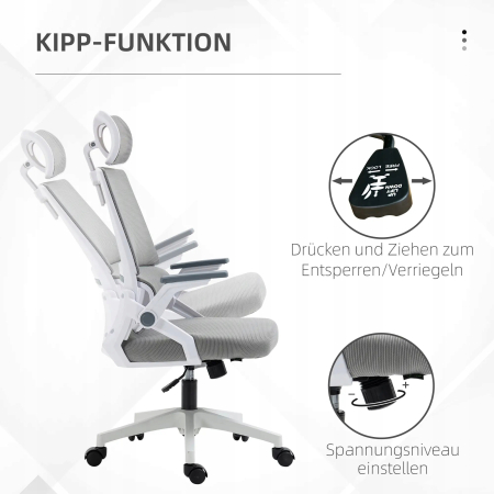 Vinsetto Ergonomiczne Krzesło Biurowe - Szare