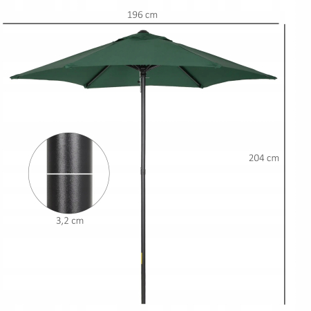 Parasol balkonowy sześciokątny na plażę i do ogrodu - Zielony