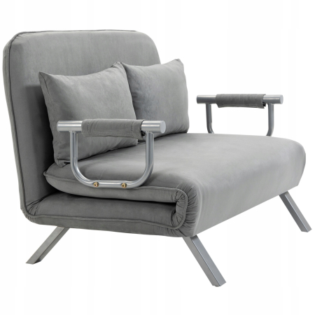 Kanapa Sofa Homcom 80 x 111 cm tkanina - jasno szara