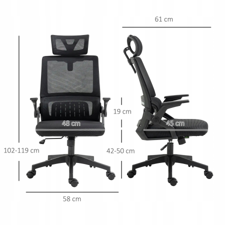 Vinsetto Ergonomiczne Krzesło Biurowe - Czarne