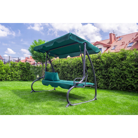 Huśtawka ogrodowa wolnostojąca, rozkładana SISCOM 50 x 170cm - ZIELONA