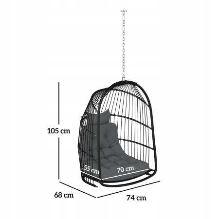 Huśtawka / Fotel ogrodowy Outsunny 74 cm 150 kg - SZARY