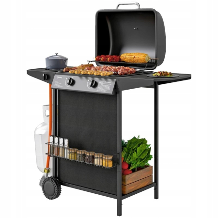 Grill Gazowy 7 KW na wózku - 3 palniki i boczne gotowanie