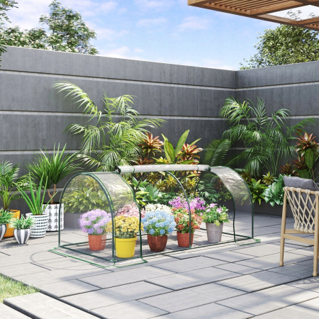 Szklarnia foliowa bezbarwna Outsunny z drzwiami - 200x100x80 cm