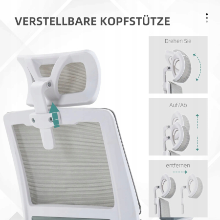 Vinsetto Ergonomiczne Krzesło Biurowe - Szare